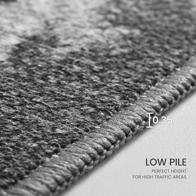 Ompaa Living Room Rug 5x7 Black Area Rug Machine Washable Boho Carpet Non Slip - Image 8