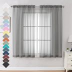OVZME 2 Panels Sheer Curtains 63 Inches Long Rod Pocket Light Weight Soft Voile by OVZME