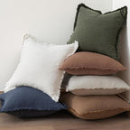 MIULEE Decorative Throw Pillow Covers Neutral Linen Fringe Throw Pillows Set of - Image 6