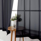 Lecloud Black Sheer Curtains 54 Inch Length 2 Panels Set, Lightweight Short - Image 4