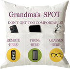 ONFAON Grandma Gifts, Grandma's Spot Throw Pillow Covers 18x18 Inch, Put Phone by ONFAON