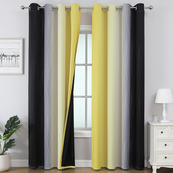 Estelar Textiler Black and Yellow Ombre Blackout Curtains 90 Inch Length 2 by ESTELARTEXTILER