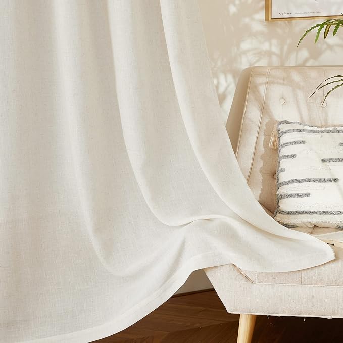 NICETOWN Bedroom Curtains Natural Linen Burlap, Rustic Rod Pocket & Back Tab - Image 8