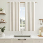 Guken 100% Blackout Cream Linen Curtains 52 Inch Wide by 56 Inch 2 Panels Set by Guken