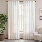 jinchan Belrose Linen Curtains for Bedroom Floral Curtains 84 Inch Length Linen - Image 2