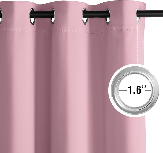 NICETOWN Room Darkening Draperies Curtains Panels, 2 Panels Rouge Pink W52 x L84 - Image 4