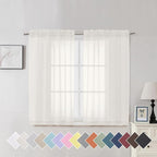 Aiyufeng Ivory Sheer Curtains for Living Room 45 inch Length 2 Panels Set by Aiyufeng