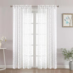 Chyhomenyc White Sheer Curtains 72 Inches Long 2 Panels Set, Light Filtering - Image 2