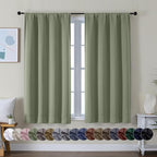 Simplebrand Ava Sage Green Short Blackout Curtains by Simplebrand