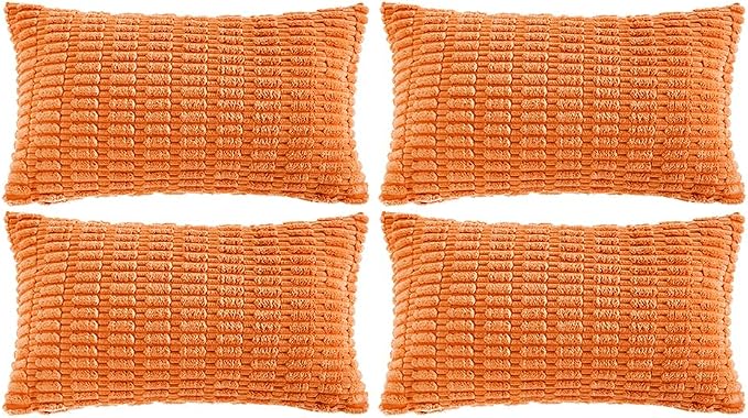 Fancy Homi 4 Packs Orange Fall Decorative Throw Pillow Covers 12x20 Inch by Fancy+Homi