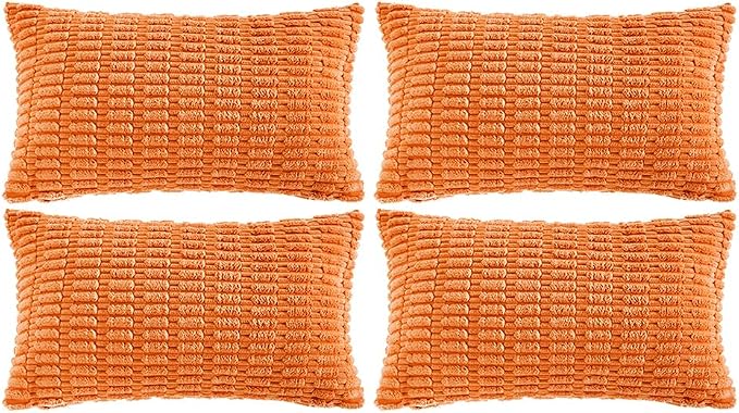 Fancy Homi 4 Packs Orange Fall Decorative Throw Pillow Covers 16x24 Inch by Fancy+Homi