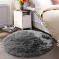 Latepis Dark Grey Rugs for Living Room Round Rugs 6ft Fluffy Circle Fuzzy Shag by Latepis