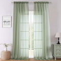 Lecloud Sage Green Sheer Curtains 120 Inches Long 2 Panels, Extra Wide by Lecloud