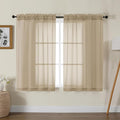 Gwine Taupe Sheer Curtains for Living Room 45 inches Long, Short Voile Light by Gwine
