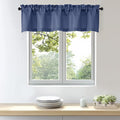 OWENIE Bob 1 PCS Blue Valances for Windows, Faux Linen Textured Kitchen Window by OWENIE
