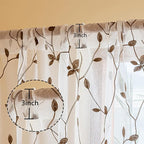 AmHoo 2 Panels Embroidered Leaf Pattern Semi Sheer Curtains Foliage Floral - Image 3