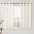 LAMIT Linen Semi Sheer Curtains 45 Inch Length, Cream Light Filtering Short by LAMIT