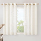 LAMIT Linen Semi Sheer Curtains 45 Inch Length, Cream Light Filtering Short by LAMIT