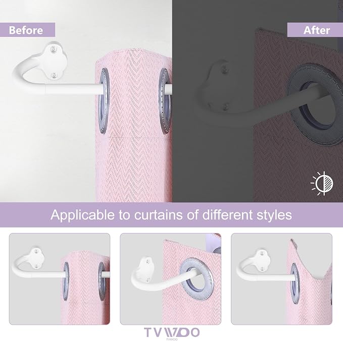 TVWOO Wrap Around Curtain Rods, 5/8 Inch Adjustable Blackout Curtain Rod - Image 9