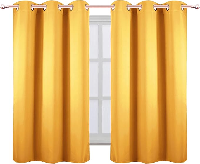 LEMOMO Yellow Blackout Curtains 34 x 54 Inch Length/Set of 2 Curtain - Image 2