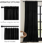 RYB HOME Black Velvet Curtains 72 inches - Image 3