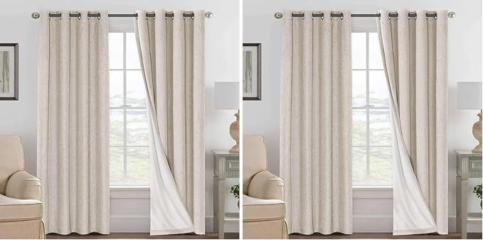H.VERSAILTEX Blackout Curtains, Linen Curtains 108 inches Long 100% Black Out by HVERSAILTEX