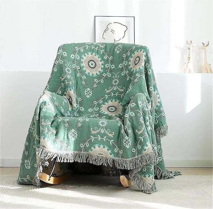 MSGKV Boho Throw Blanket for Couch Bed 60''x80'', 100% Cotton Blankets Woven - Image 6