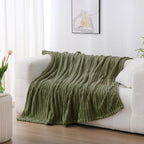 Olive Green Fleece Throw Blanket 60”×80” - Image 2