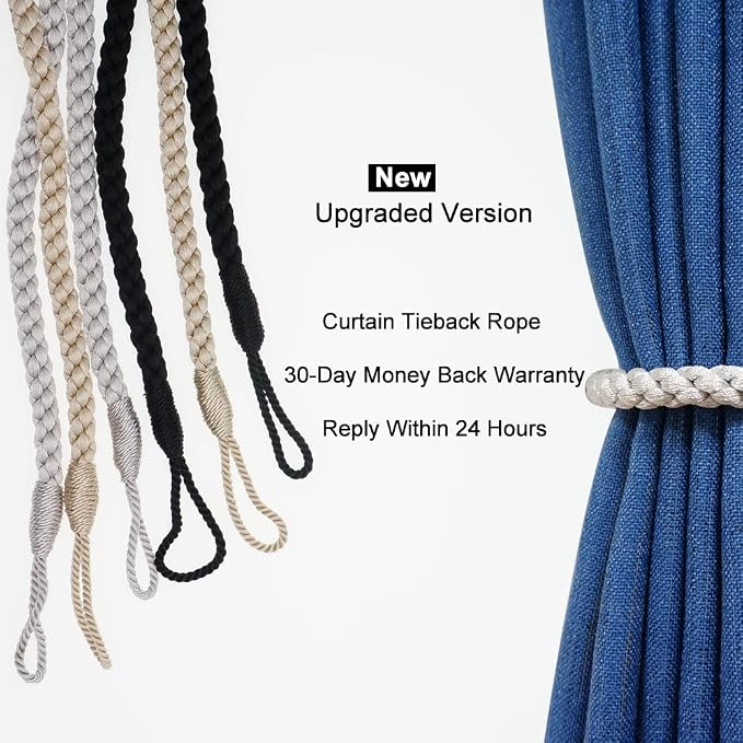 Curtain Tiebacks Ropes, Ivory White - Image 7