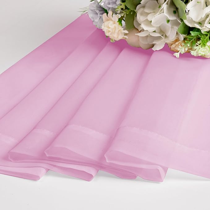 Chyhomenyc Sheer Pink Curtains 90 inches Long 2 Panels, Light Filtering Soft - Image 8