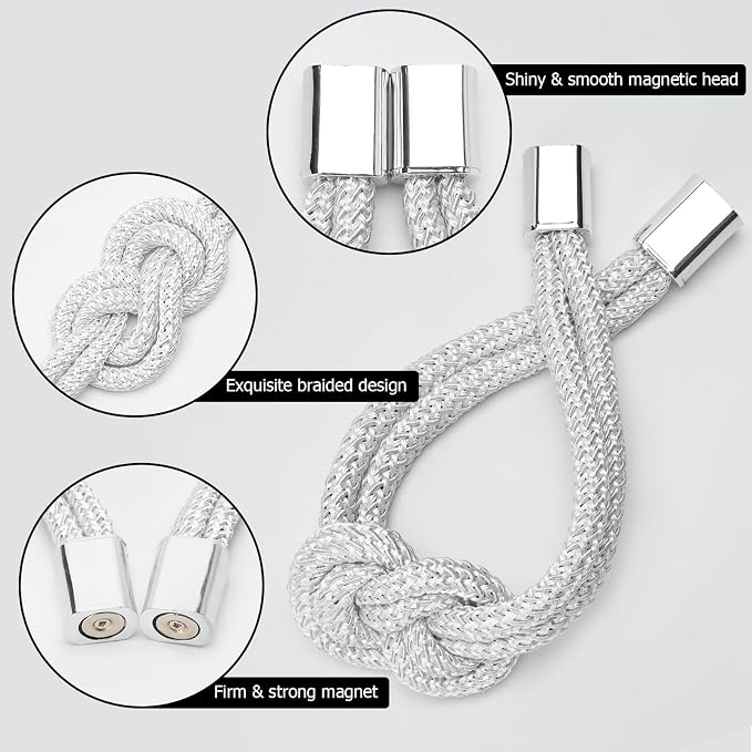 NICEEC 4 Pack Mini Magnetic Curtain Tiebacks Nordic Simple Style Drape Tie - Image 3