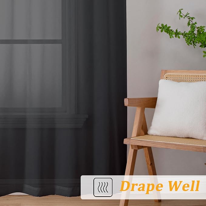 Gwine Black Sheer Curtains 108 Inches Long - Image 6