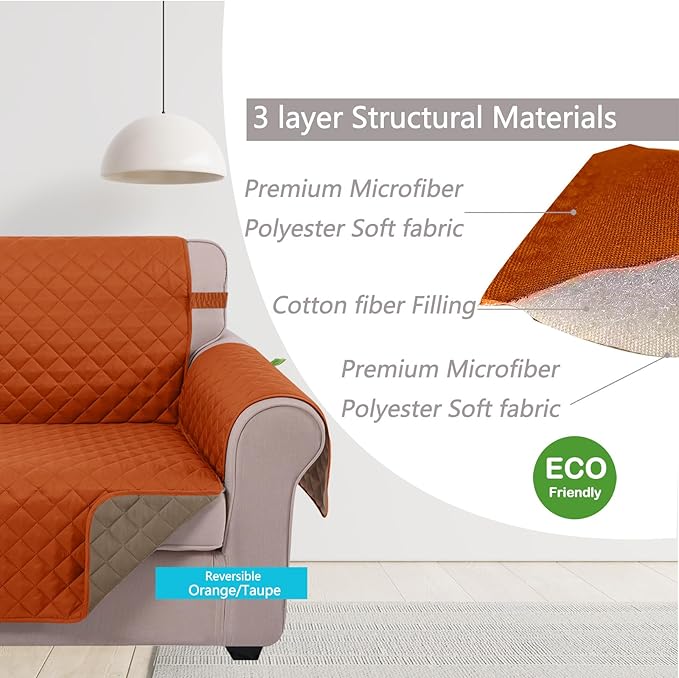 U-NICE HOME Loveseat Sofa Cover Reversible Couch Cover - Image 5