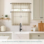 Taupe Small Sheer Curtains Tier 24 Inches Length 2 Pieces, Light Filtering Cafe - Image 2