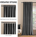 MIULEE Grey Velvet Curtains 96 inches 2 Panels - Image 2