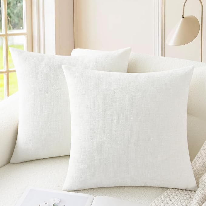 CaliTime Throw Pillow Covers Decorative 26 X 26 Inches Pack of 2 Cozy Chenille by CaliTime