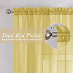 Lecloud Yellow Sheer Curtains 72 Inches Long 2 Panels, Light Filtering Voile - Image 2