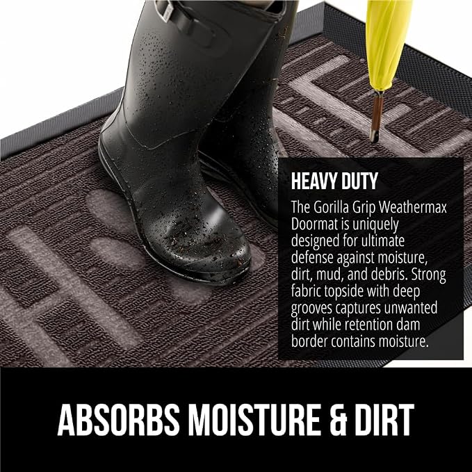 GORILLA GRIP 100% Waterproof All-Season WeatherMAX Doormat US Designed Natural - Image 4