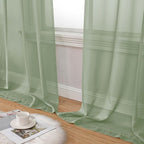 Sage Green Sheer Curtain for Bedroom Living Room 72 Inches Long 2 Panels Set - Image 8
