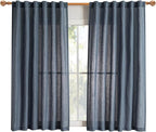 MYSKY HOME Short Semi Sheer Blue Curtains - Image 2