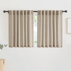 RYB HOME Linen Curtains Over Sink 36 inches Length, 2 Panels Light Filtering by RYBHOME