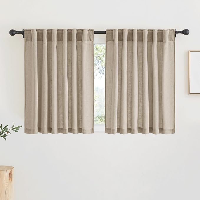 RYB HOME Natural Linen Blend Sheer Curtains by RYBHOME