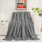 Puncuntex Grey Throw Blanket 60"×80" inches Fuzzy 3D Jacquard Decorative - Image 2