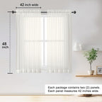 OWENIE Sheer Ivory Curtains 84 Inch Length 2 Panels Set - Image 2