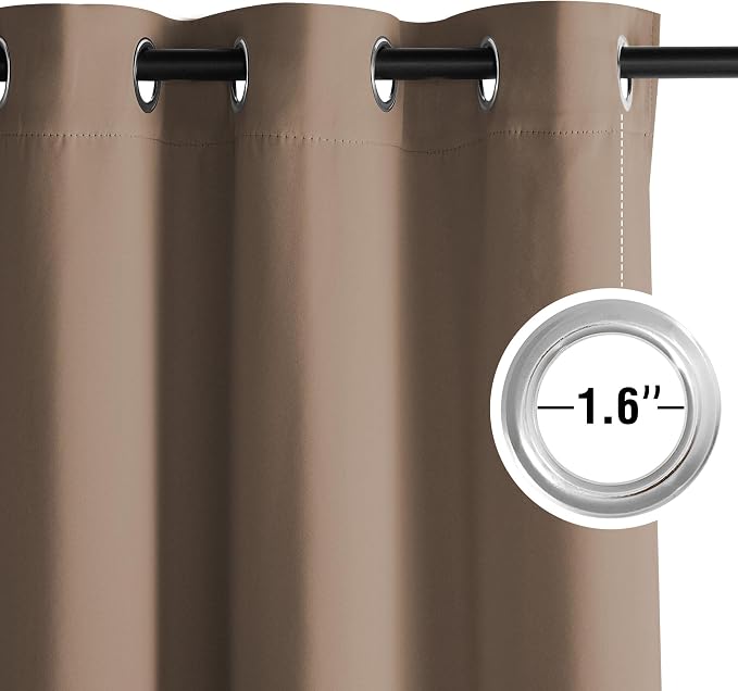 NICETOWN Room Darkening Draperies Curtains Panels, 2 Panels Cappuccino W52 x - Image 4
