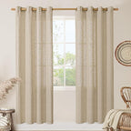 LAMIT Semi Sheer Linen Curtains 80 Inch Length by LAMIT