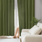 HOMEIDEAS Non-See-Through Olive Green Privacy Sheer Curtains, 52 X 63 Inches - Image 2