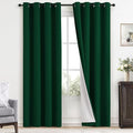 Yakamok 100% Blackout Curtains Dark Green Room Darkening Thermal Insulated by Yakamok