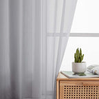 Kitchen Curtains 24 Inch Length Tier 2 Pieces, Light Grey Sheer Curtain Solid - Image 7