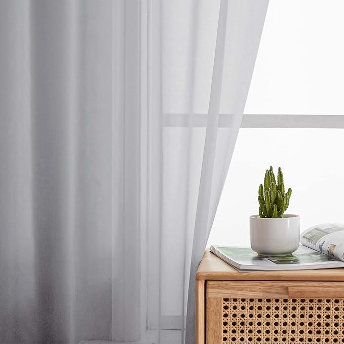 Light Grey Kitchen Curtains 30 Inch Length Tier 2 PCS, Solid Soft Half Curtains - Image 7